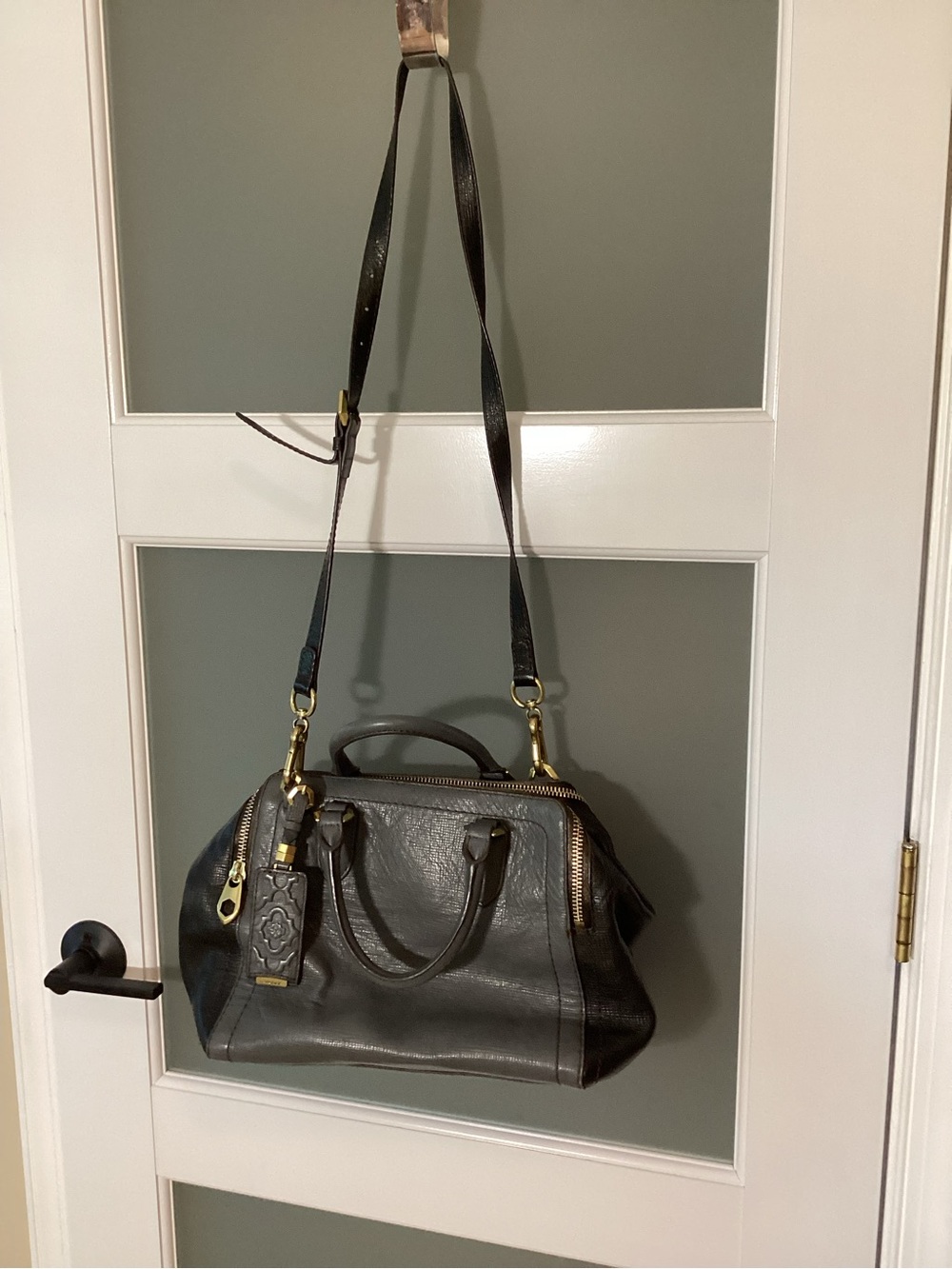 OrYany Leather Handbag - Anthropologie - Handles and Crossbody Strap - grey/blk